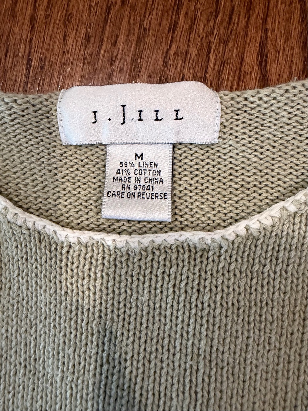 VTG J.Jill Sweater Medium Sage Green Knit Floral Embroidered Patchwork Pullover - Picture 5 of 11